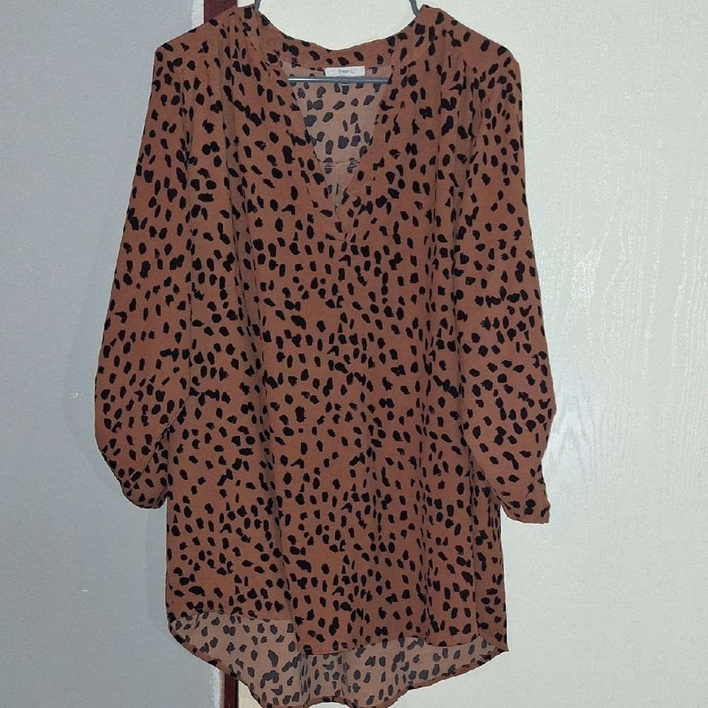 JODIFL Leopard Print V-Neck Blouse